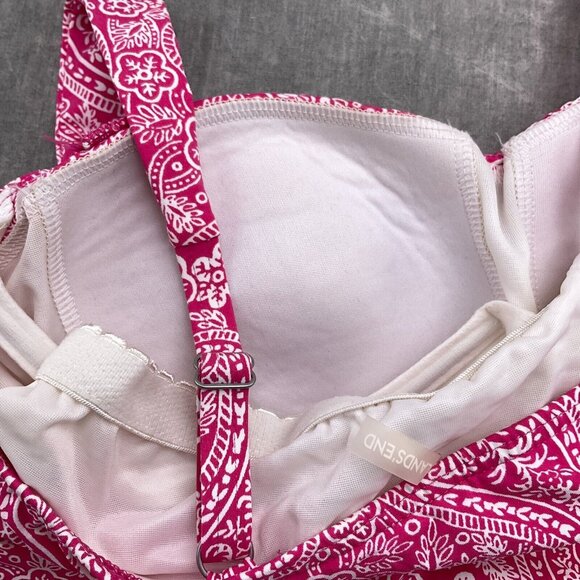 Lands End Swim Tankini Women 6 Pink White Floral Twist Front Pad Bra Top 1pc - Picture 7 of 8